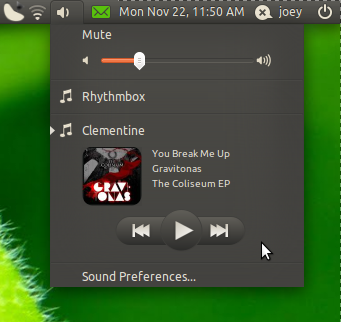 Clementine now uses the Ubuntu sound menu