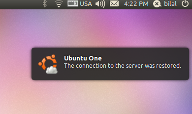 Ubuntu One connection notification