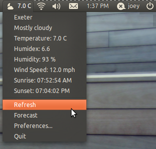 weather indicator for linux