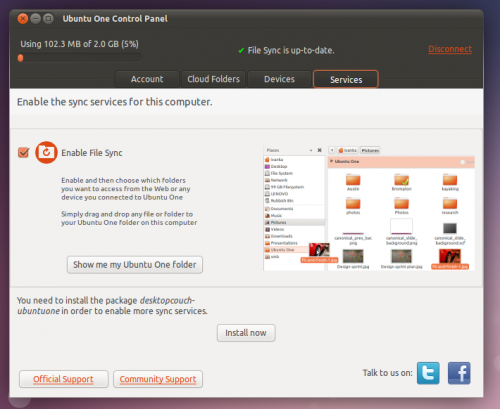 The Ubuntu One Control Panel could be an example of Ubuntu HIG