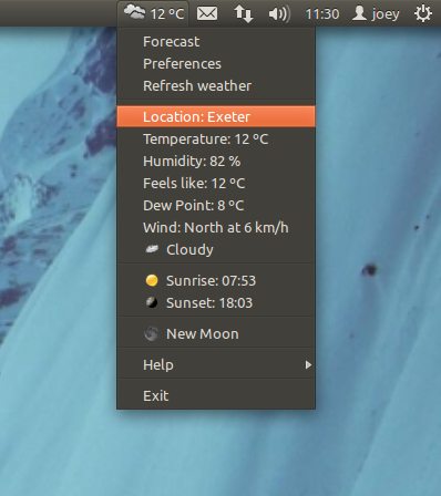 My Weather Indicator in Ubuntu 11.10