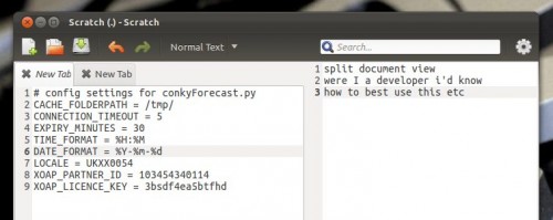 Scratch Text Editor split document view