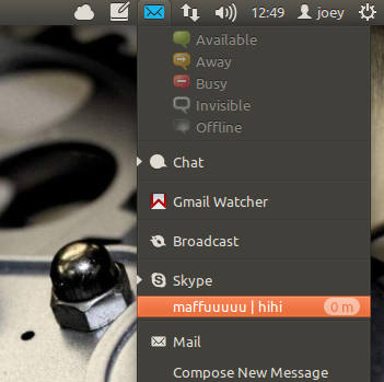 Skype in messaging Menu