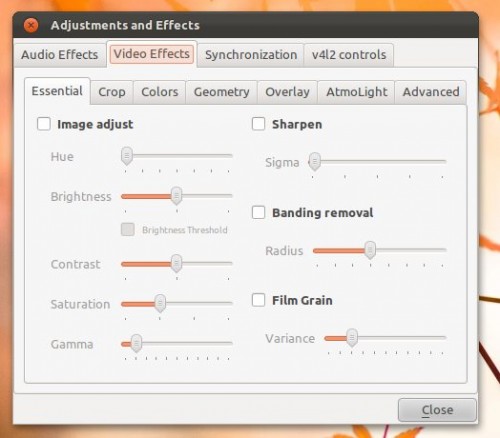 vlc effects dialog