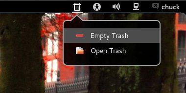 gnome shell trash panel item