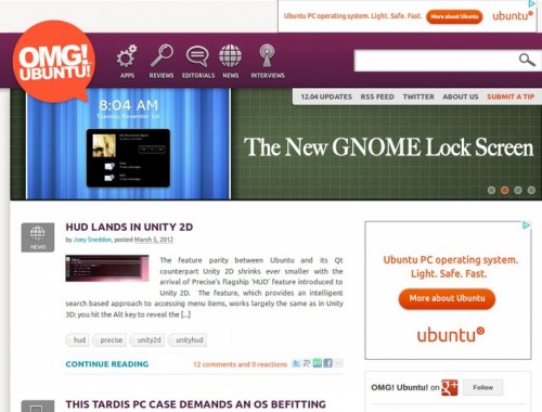 Ubuntu ads on OMG! 