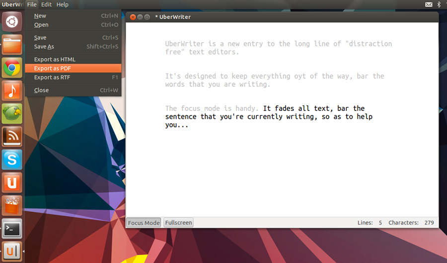 uberwriter app for Ubuntu