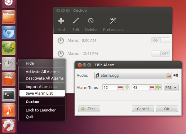 cuckoo alarm app in Ubuntu