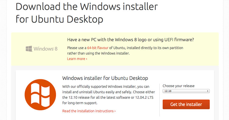 WUBI Warning on Ubuntu Website