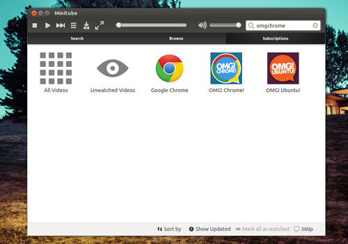 MiniTube on the Ubuntu Desktop
