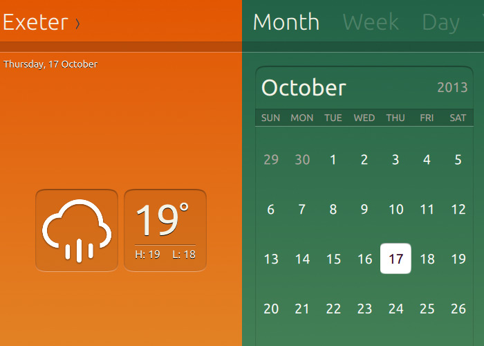 Weather and Calendar apps 