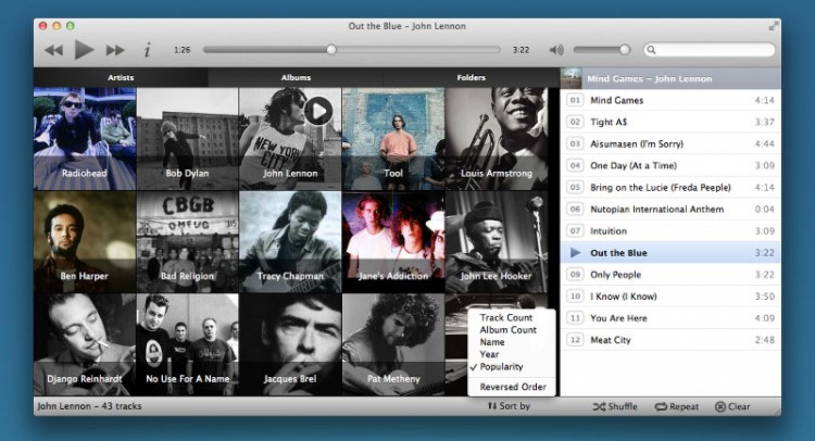 Music Sorting Comes to Musique 1.3 (OS X Screenshot)