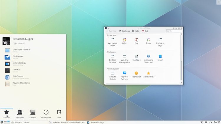 KDE Plasma 5.0 desktop