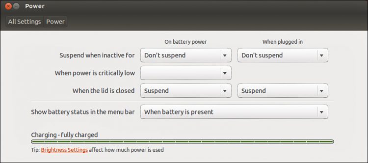 Ubuntu Power Settings