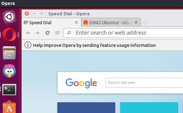 opera open on ubuntu desktop