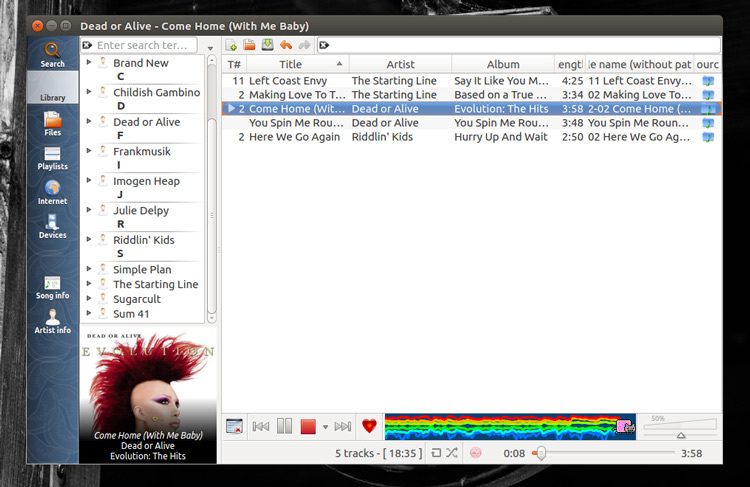 clementine music player running on Ubuntu