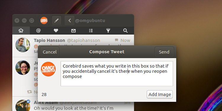 corebird 1.3 compose box screenshot