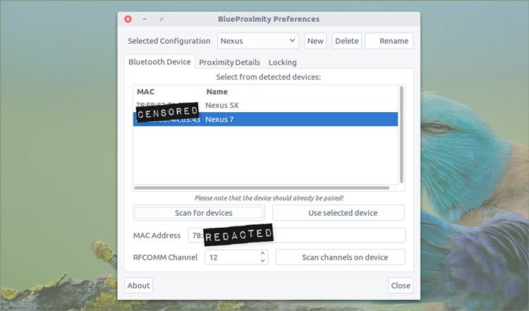 blueproximity unlock app window