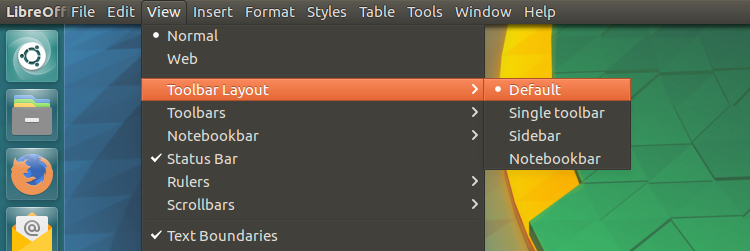 libreoffice view toolbar layout menu