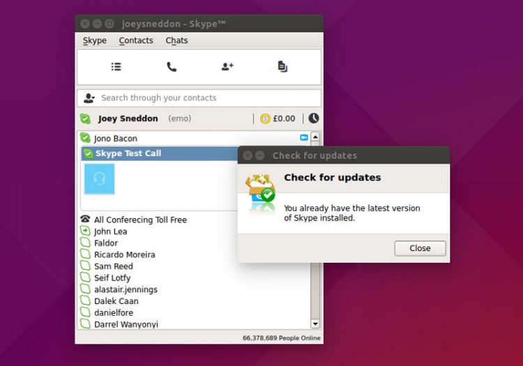skype for linux v4.3 on Ubuntu desktop