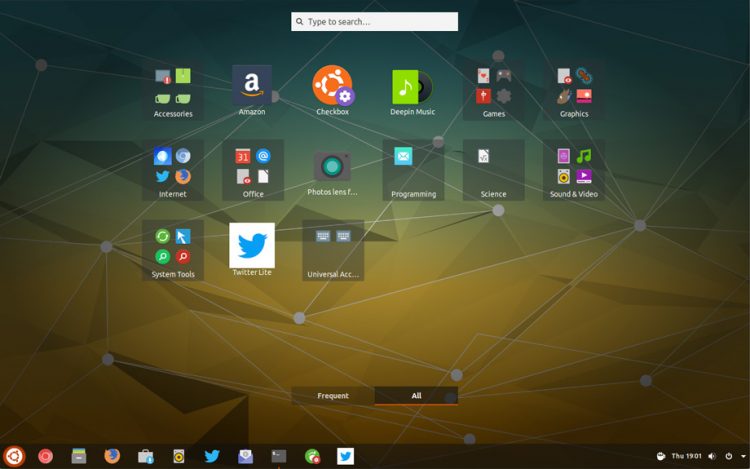 gnome applications overview with apps sorted by categories