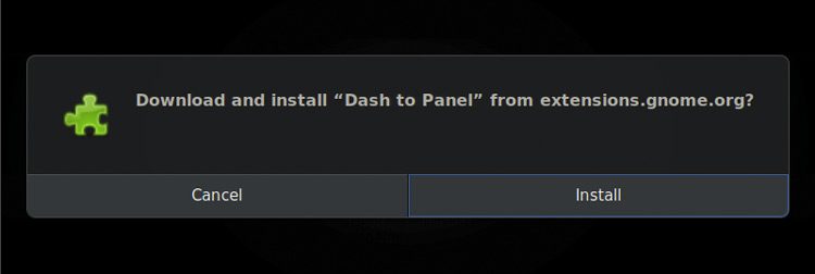 GNOME dash to panel extension prompt
