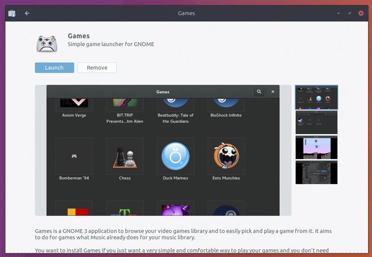 gnome games in Ubuntu Software