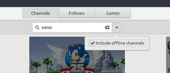 gnome twitch search option