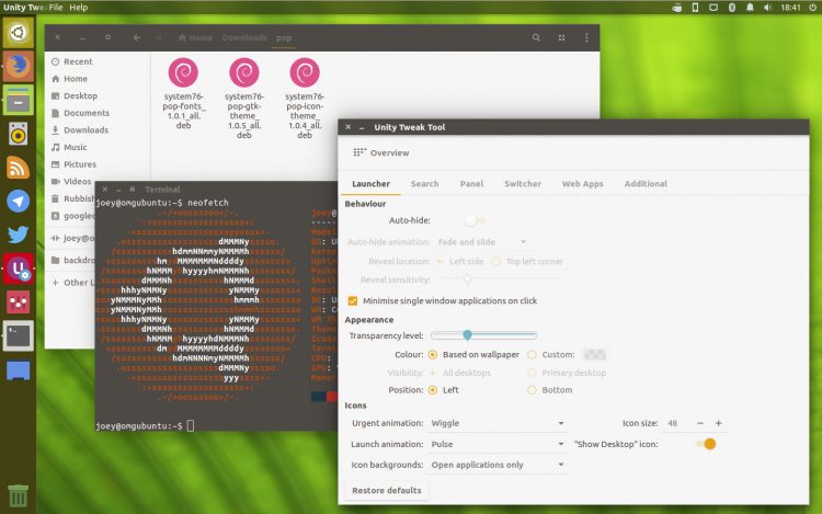 pop theme on ubuntu unity desktop