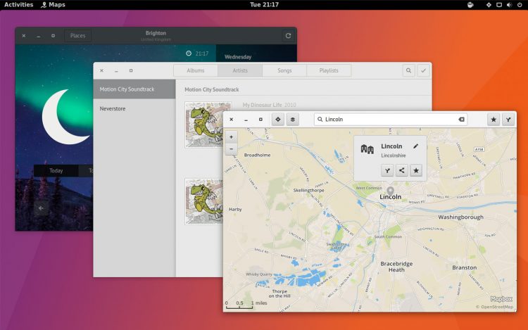 some gnome apps on a desktop