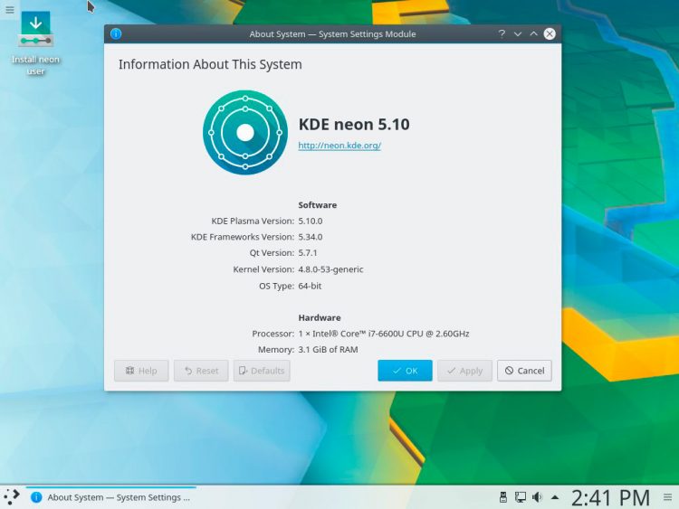 KDE neon 5.10 with Plasma 5.10