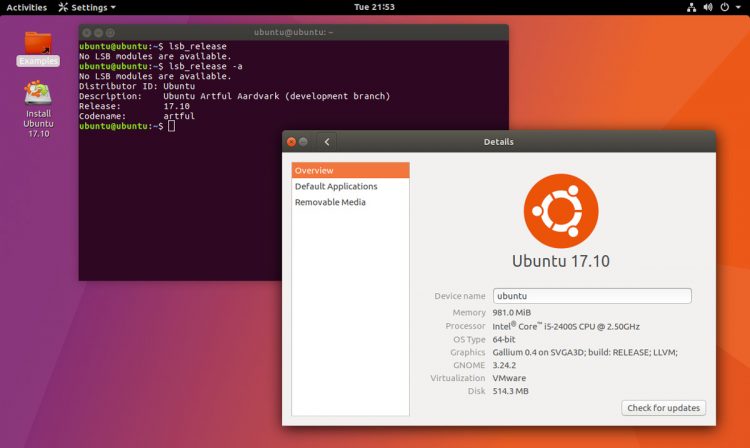 Ubuntu 17.10 desktop screenshot