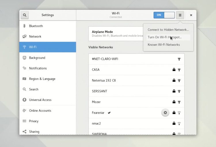 GNOME's new look wifi settings