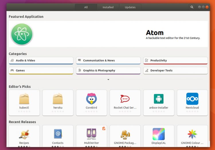 ubuntu software on ubuntu 17.10 desktop