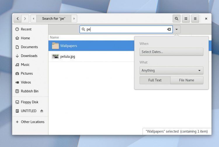 Full Text Search in GNOME 3.26