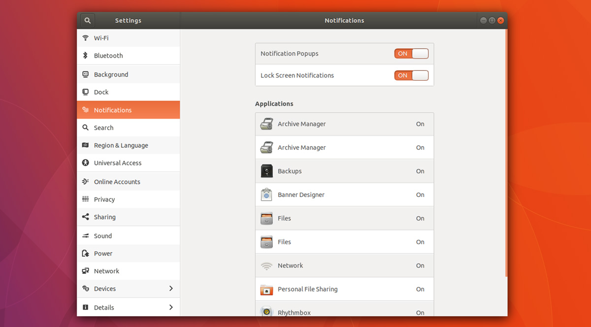 Ubuntu 17.10 Settings Application