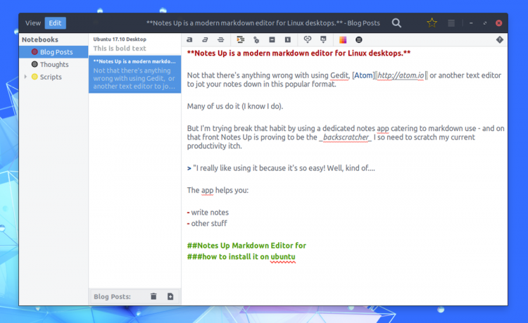 notes up markdown editor for Linux