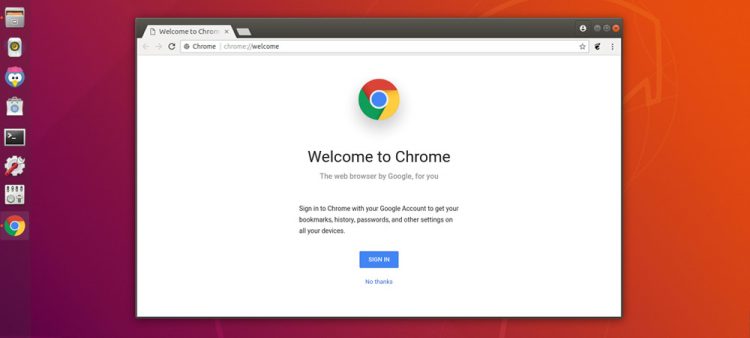 google chrome start page on ubuntu desktop
