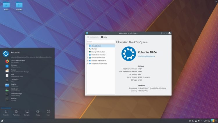 Kubuntu 18.04 LTS screenshot