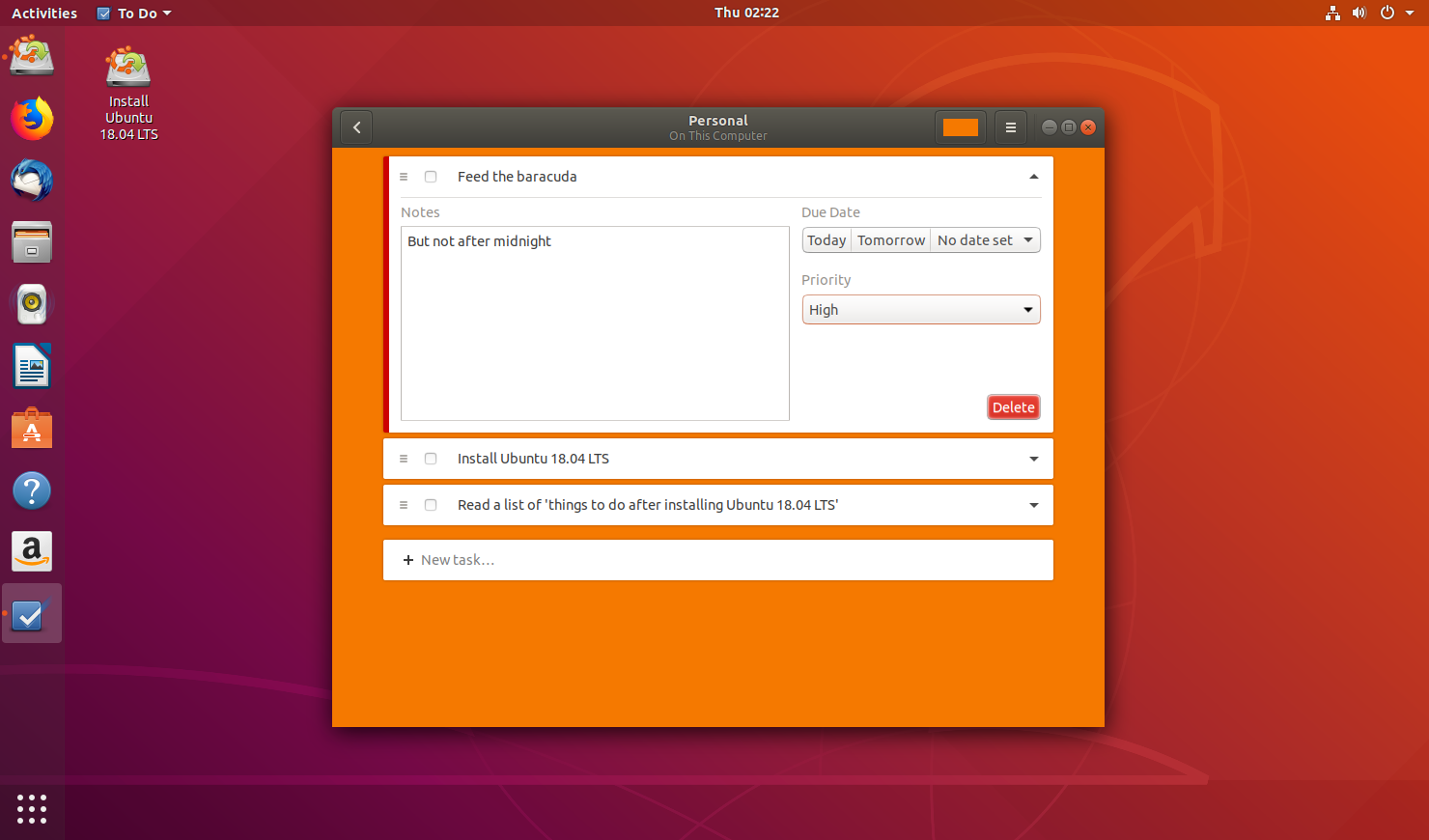 the new to do app in ubuntu