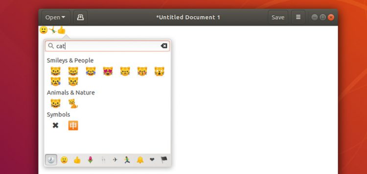 emoji picker in ubuntu 18.04 lts