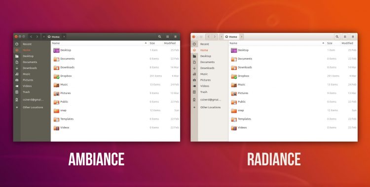 ubuntu 18.04 ambiance theme nautilus