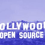 Hollywood sign with open source logo