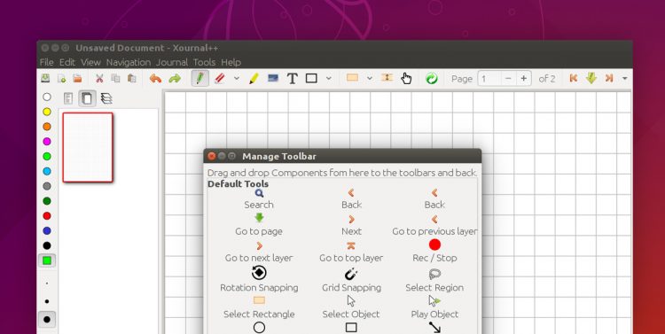 Xournal++ note taking app running on Ubuntu