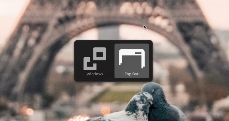 screenshot of the top bar focus