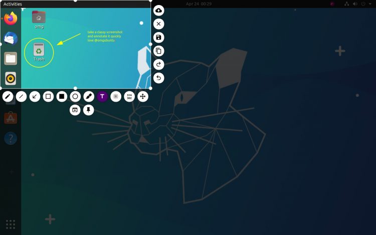 screenshot of flameshot on ubuntu