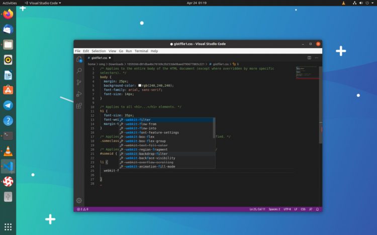 screenshot of viscose running on ubuntu