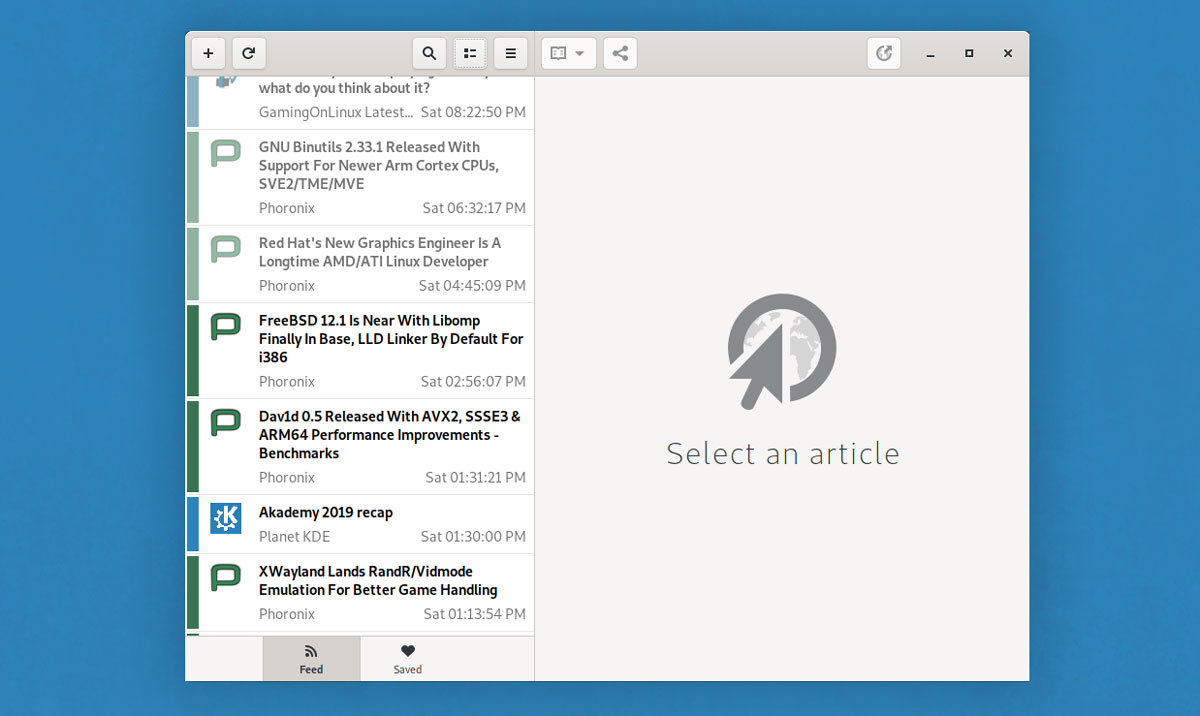 Feeds is a GTK RSS feed client for Linux desktops