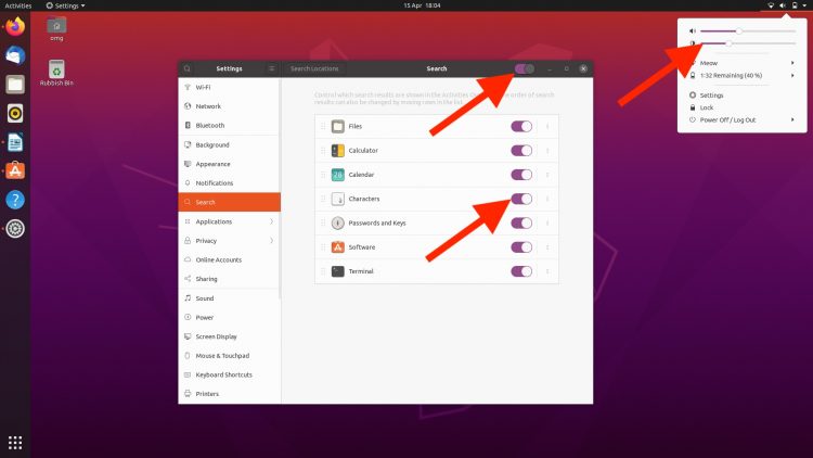 Ubuntu 20.04 screenshot showing purple accents in the UI