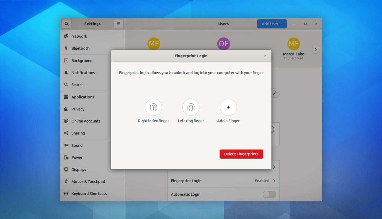 GNOME 3.38 features: fingerprint login